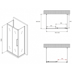Душевой уголок Abber Schwarzer Diamant 100x90 AG30100BMH-S90BM-S90BM профиль Черный стекло матовое
