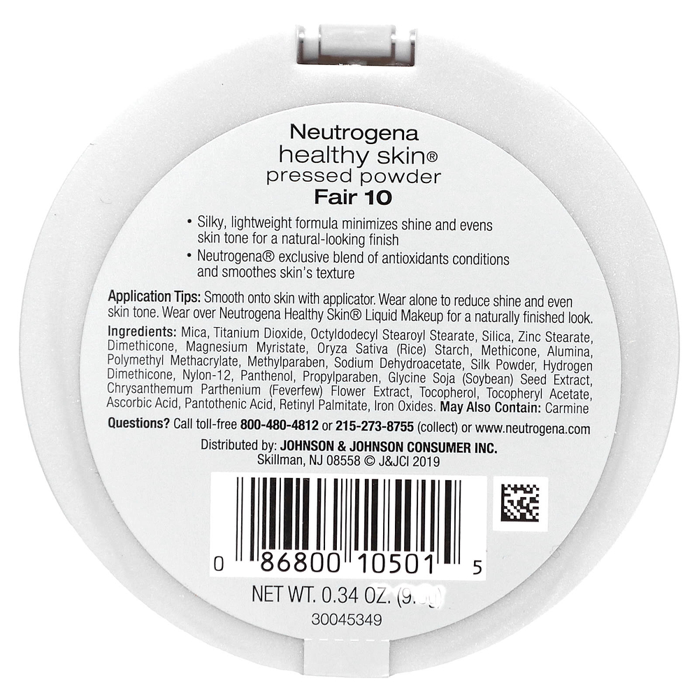 Neutrogena, Healthy Skin, прессованная пудра, Fair 10, 9,6 г (0,34 унции)