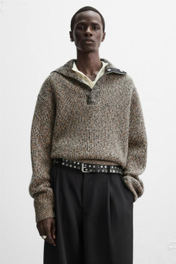 ZARA КОЖАНЫЙ РЕМЕНЬ С МЕТАЛЛИЧЕСКИМИ ДЕТАЛЯМИ, ЧЕРНЫЙ