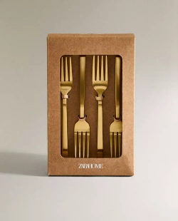 ZARA HOME НАБОР ДЕСЕРТНЫХ ВИЛОК ИЗ ЗОЛОТОЙ СТАЛИ ( 4 ПРЕДМЕТА), ЗОЛОТО