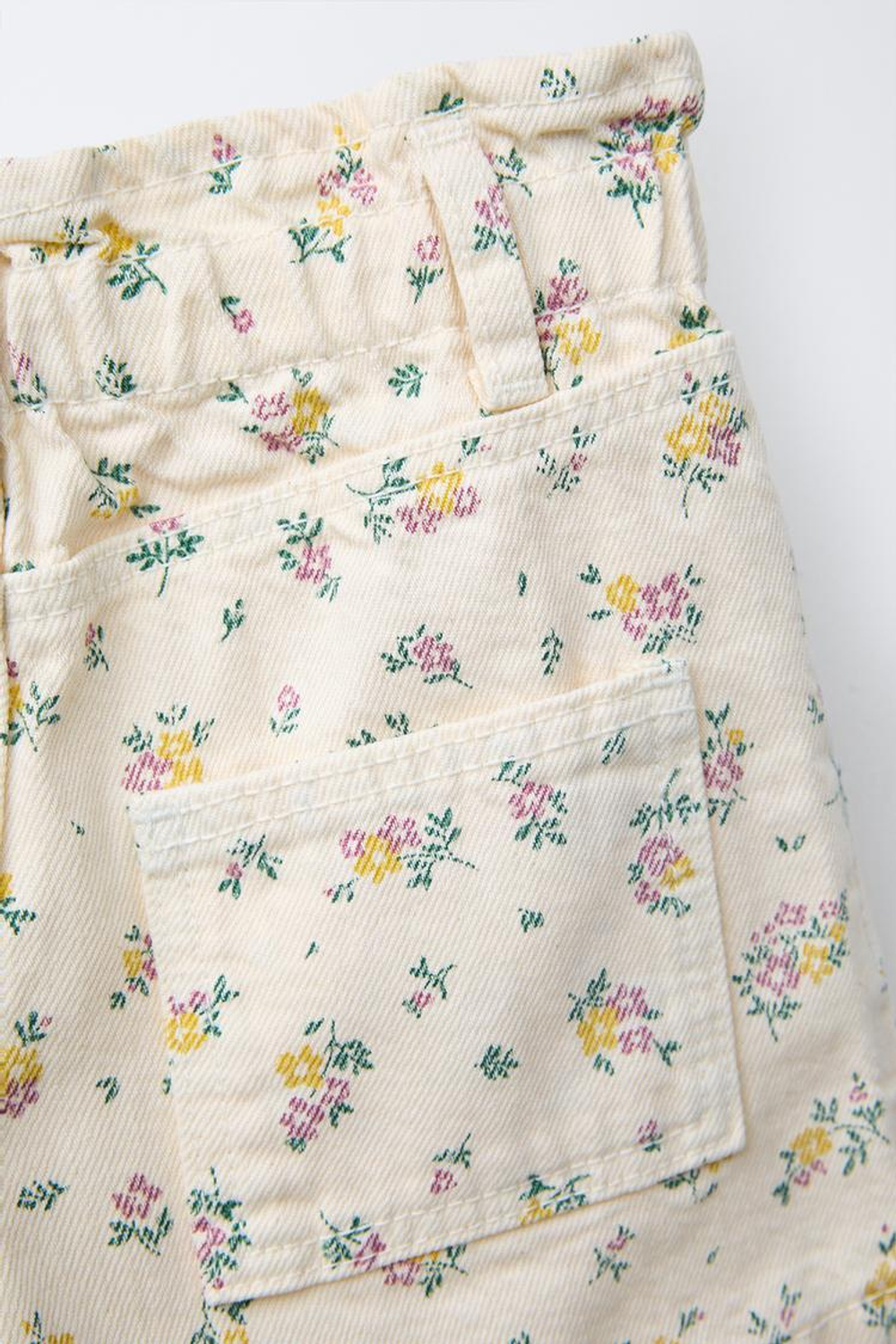 ZARA ШОРТЫ ИЗ ТВИЛА PAPERBAG COMFORT, ЭКРЮ