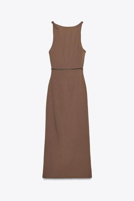 ZARA ДЛИННОЕ ПЛАТЬЕ, КОРИЧНЕВЫЙ