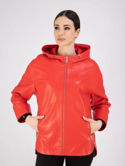 Куртка кожаная натуральная оверсайз с капюшоном