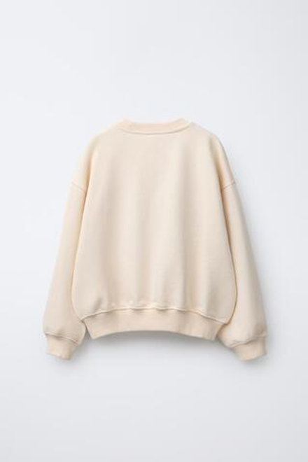 ZARA ТОЛСТОВКА С ВЫШИВКОЙ И ШНУРКОМ, ЭКРЮ