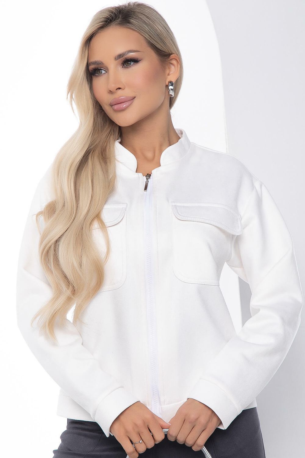 Жакет на молнии "Александра" (белый) Б8898 LT Collection