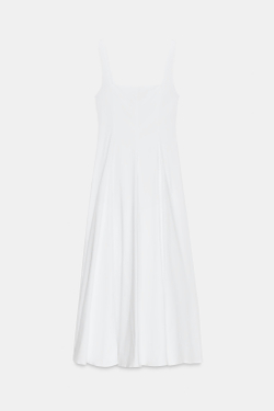 ZARA ПЛАТЬЕ МИДИ ИЗ ПОПЛИНА С ЮБКОЙ ГОДЕ, БЕЛЫЙ