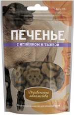 Деревенские Лакомства для собак печенье с ягненком и тыквой 100 гр.