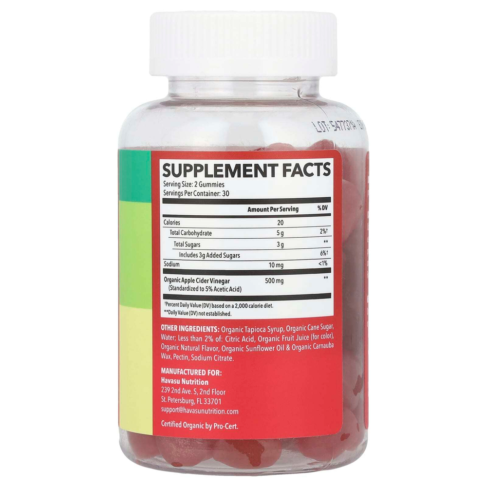 Havasu Nutrition, яблочный уксус в жевательных таблетках, со вкусом натурального яблока, 60 жевательных таблеток