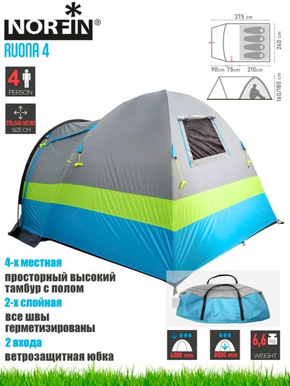 Палатка кемпинговая NORFIN Ruona 4