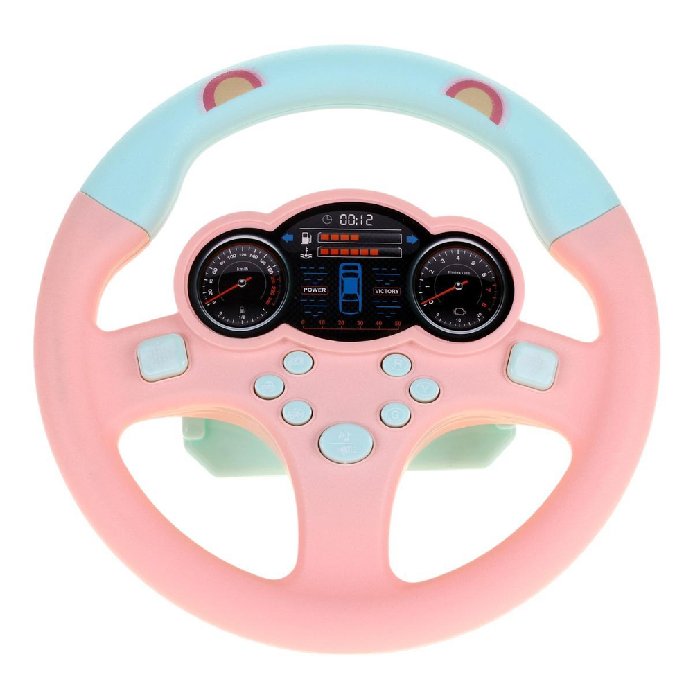 Руль музыкальный 16см, розовый, коробка 1026-19