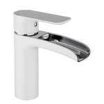 Смеситель для раковины 25к G1048-8 GAPPO литой, каскадный излив, п/гайку, БЕЛЫЙ-ХРОМ