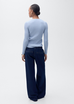 Кардиган в рубчик с V-образной горловиной