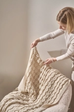 Плед вязаный BUBBLES 120x170 |  молочный