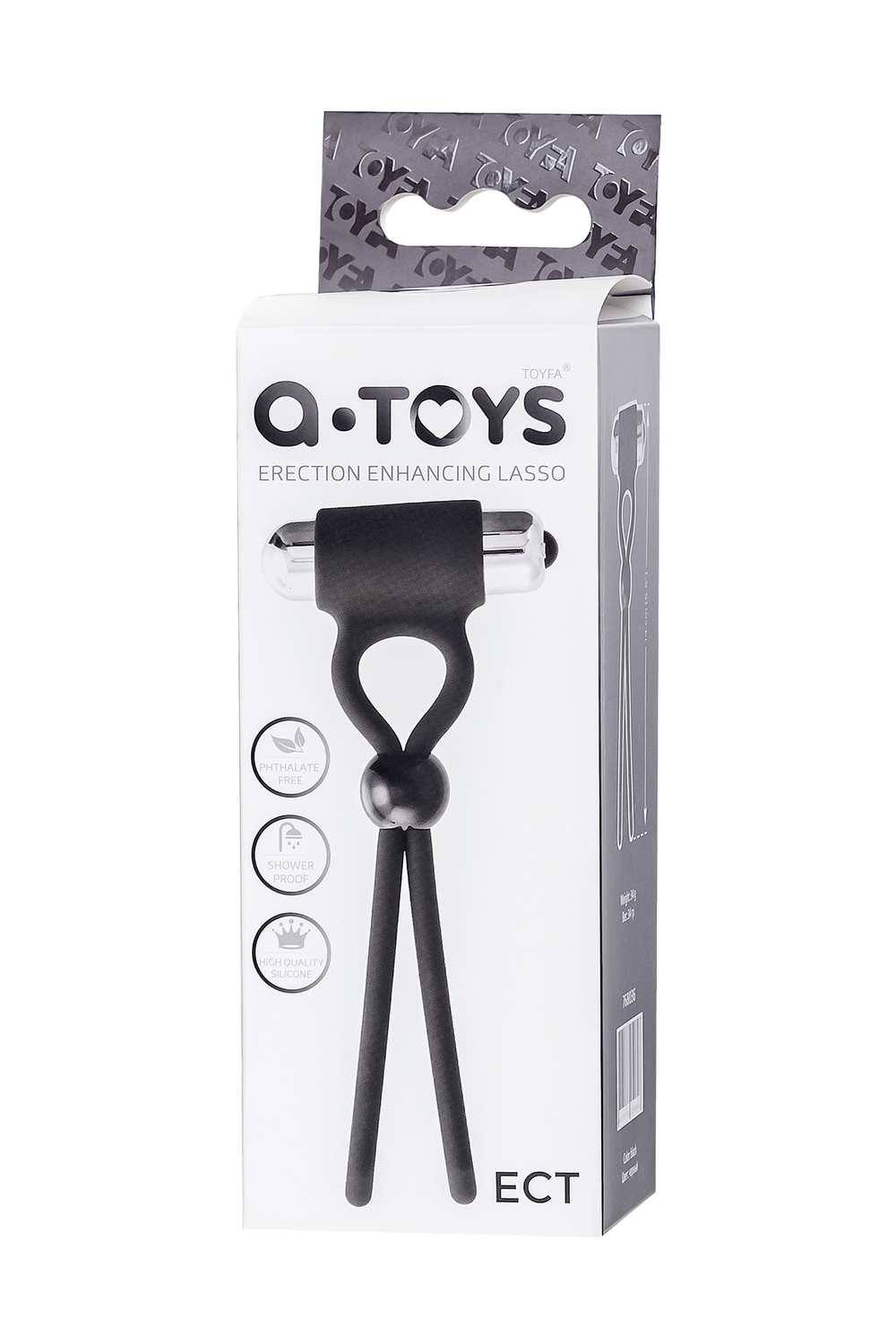 Лассо на пенис A-Toys by TOYFA Ect, силикон, черное, 14 см
