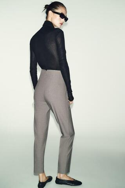 ZARA БРЮКИ С ВЫСОКОЙ ПОСАДКОЙ, РЫЖЕВАТО-КОРИЧНЕВЫЙ