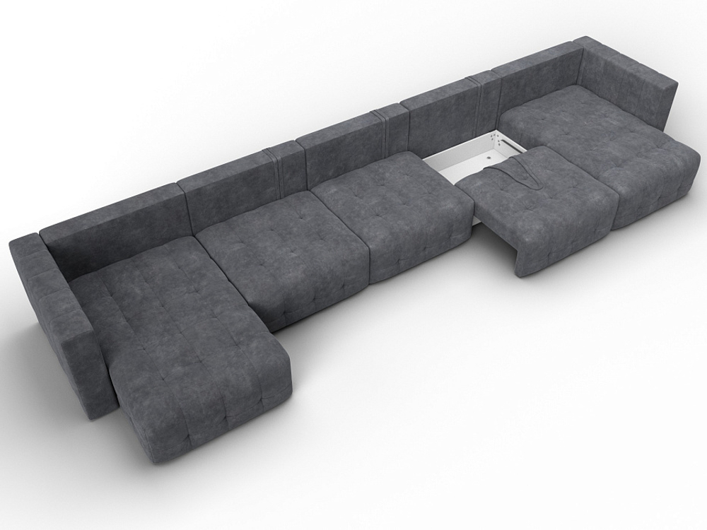 Диван П-образный Лига-052 НПБ МегаЛонг, BRUT 16 ВЕЛЮР темно-серый