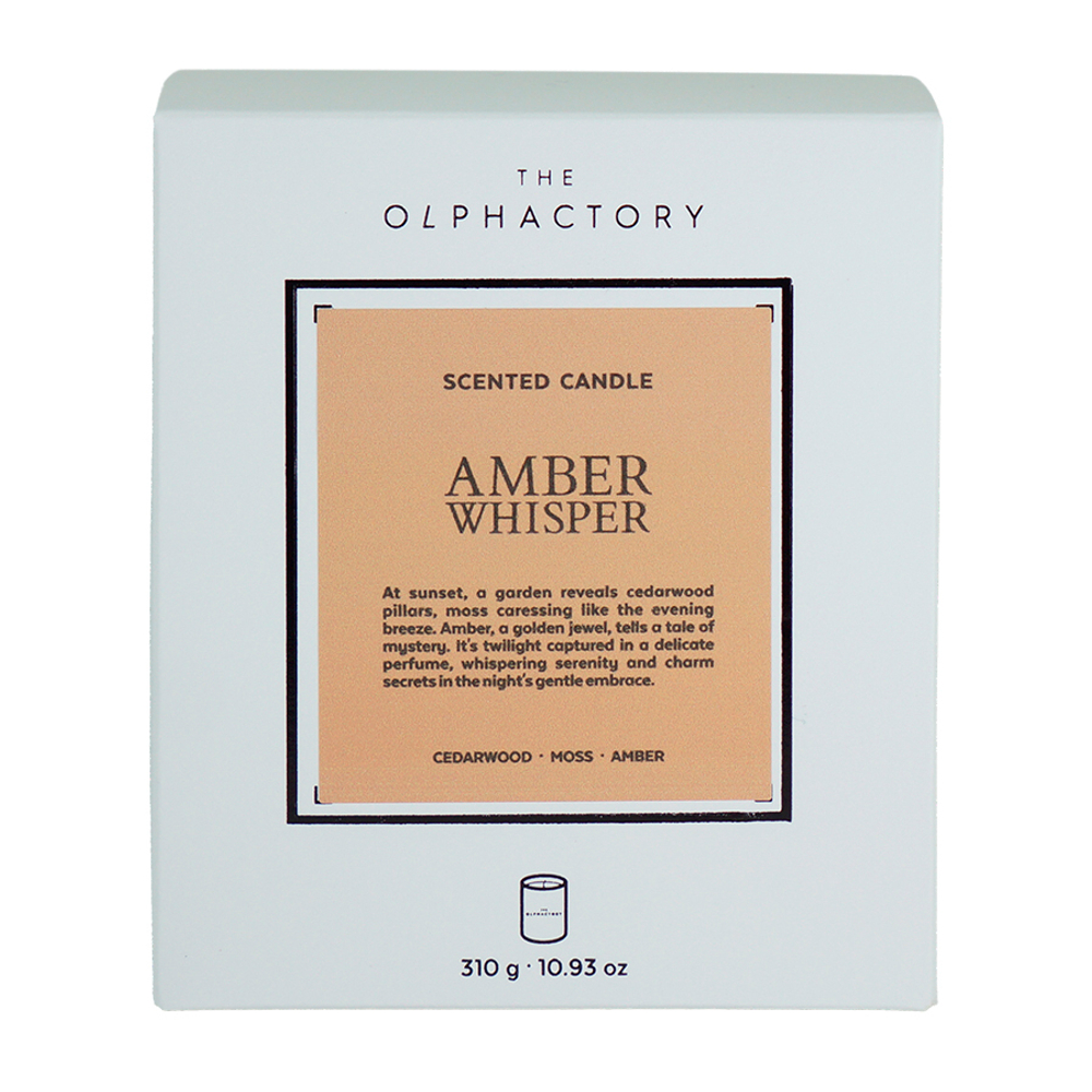 Свеча ароматическая the olphactory, white insignia, amber whisper, 60 ч