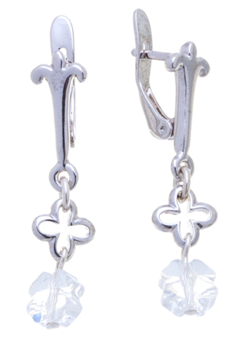 "Текис мод." серьги в родиевом покрытии из коллекции "Gammi" от Jenavi  с английским замком