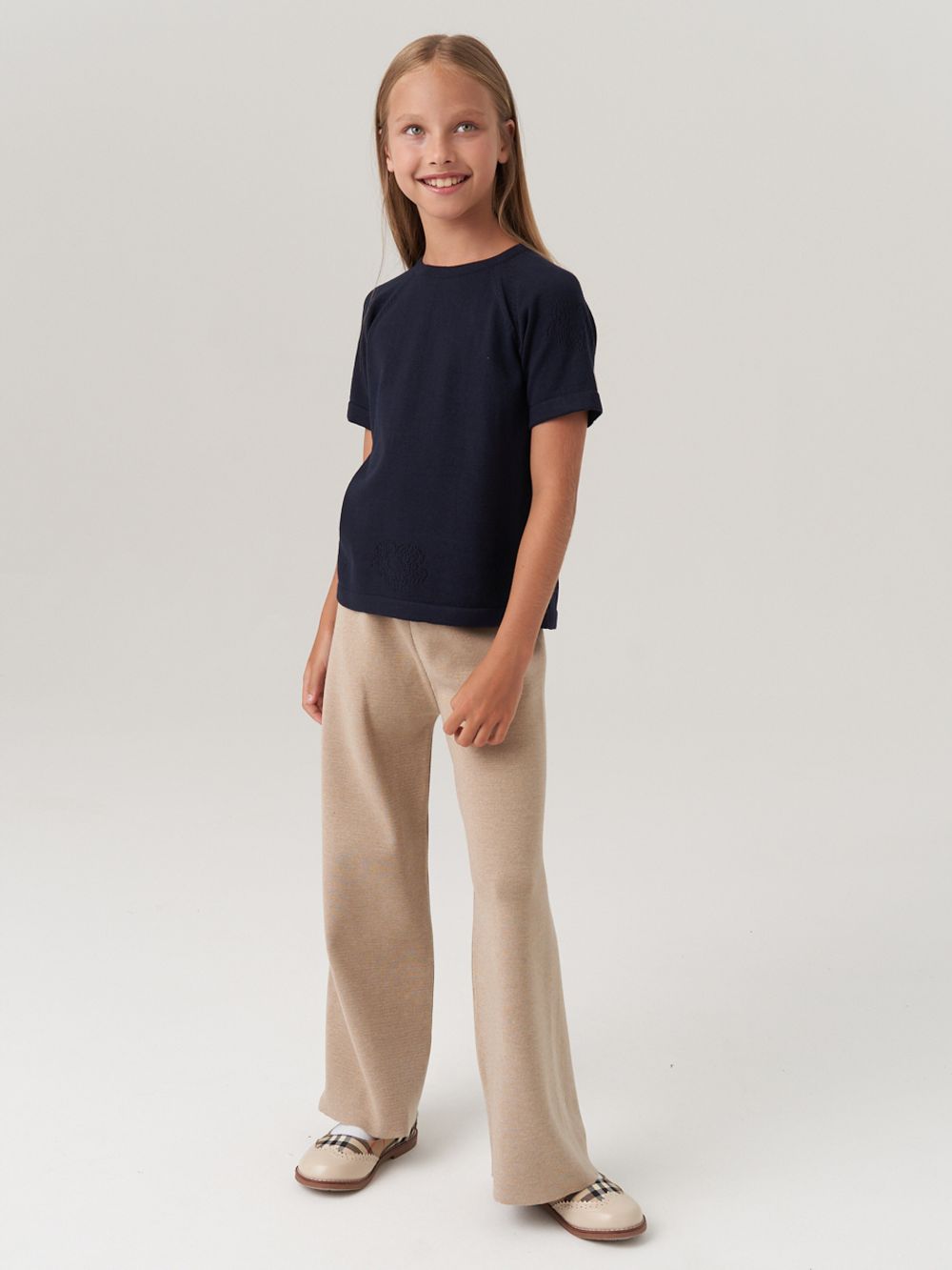 Джемпер для девочки с коротким рукавом AT1083 синий