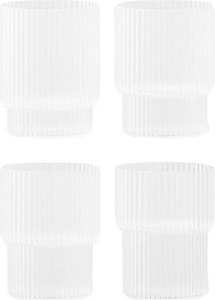 Набор 4 стакана Ferm Living, Ripple male, 4 шт., стекло, белый
