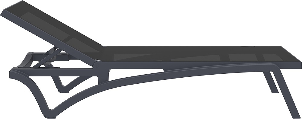 Шезлонг-лежак пластиковый Siesta Contract Pacific, черный, темно-серый