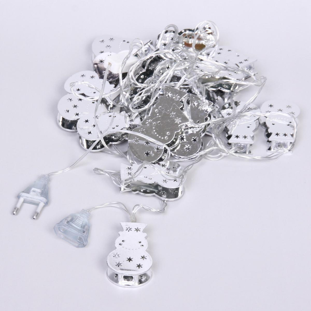 Гирлянда для дома "Серебряный снеговик" 4м 20 ламп LED 1 реж белый (Серпантин)
