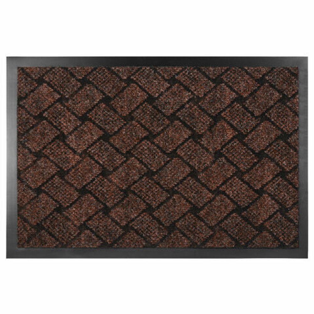 Коврик придверный 60х90 см, КОРИЧНЕВЫЙ, влаго-грязезащитный, 450 г/м2, плетение, PRIMILA KRAFT, 701049