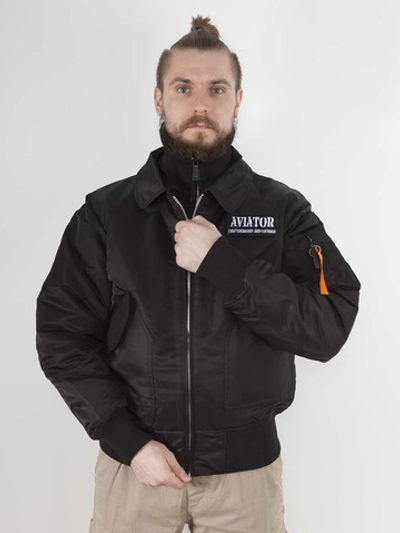 Куртка Бомбер - Aviator Apolloget (черная - black)