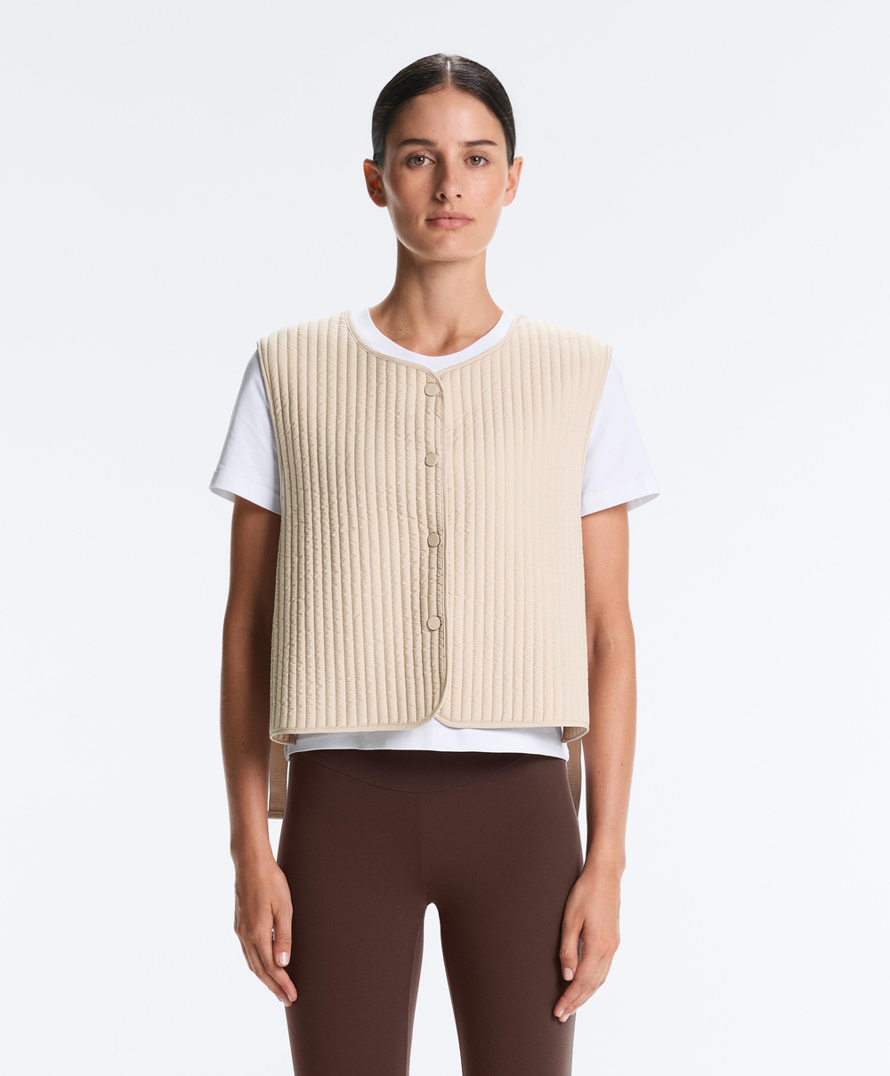 OYSHO Тонкий стеганый нейлоновый жилет, светло-бежевый