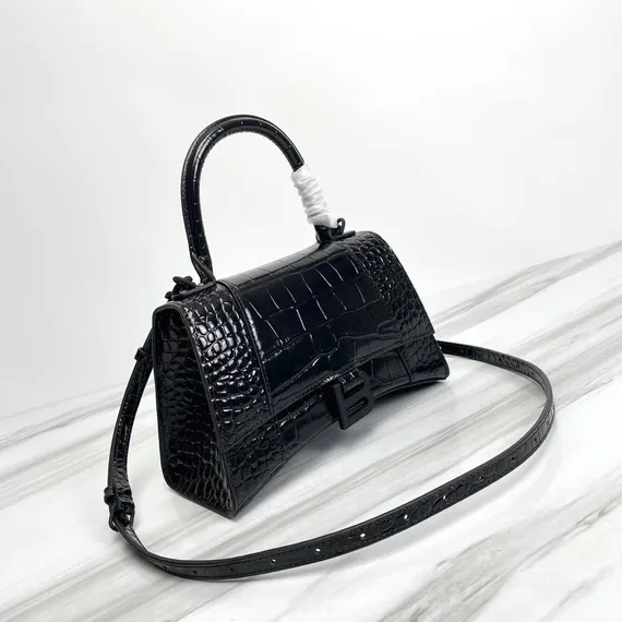 Сумка BALENCIAGA с крокодиловым тиснением, черный