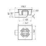 Трап горизонтальный 150х150 мм нержавеющая сталь d=50 мм
