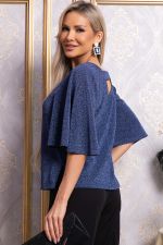 Блуза праздничная Ты ослепляешь! (темно-синяя) Б14844-8М LT Collection