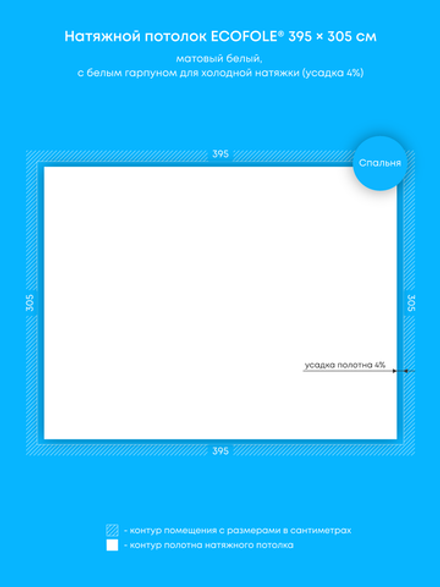 Матовый натяжной потолок 12 м2
