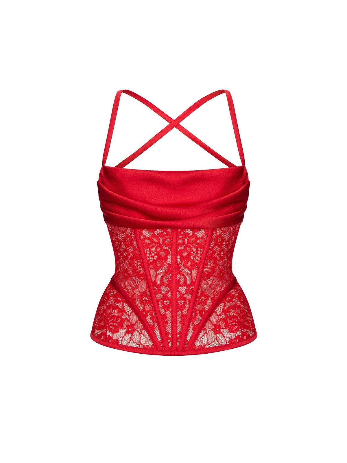 Топ драпированный корсетного типа из сатина и кружева