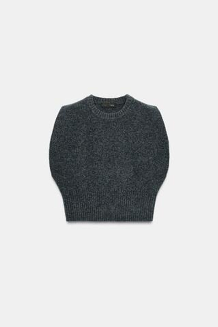 ZARA ШЕРСТЯНОЙ ЖИЛЕТ, СЕРЫЙ/СИНИЙ