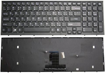 Клавиатура для ноутбука Sony Vaio VPC-EB черная с черной рамкой