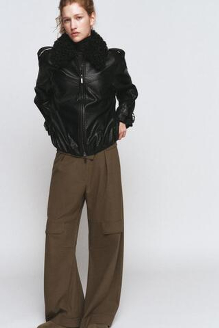 ZARA БОМБЕР ИЗ ИСКУССТВЕННОЙ КОЖИ — ZW COLLECTION, ЧЕРНЫЙ