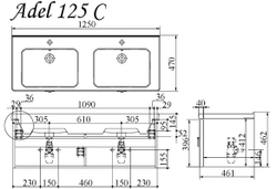Тумба подвесная под раковину ADEL C125 арт. TS-ADL125C-C-B Черный