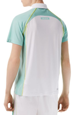Мужское поло теннисное Lacoste Tennis Recycled Polyester Polo Shirt with Ultra-Dry Technology - white/light grren/ yellow