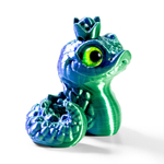 Фигурка змеи-королевы с глазками , 3D печать, 5 см., зеленая с синим