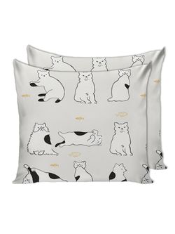 Постельное белье Сказка "Котики на сером" 1,5-сп Наволочка 70х70 см 1 шт Простынь на резинке 90х200 см Пододеяльник 145х215 см, перкаль