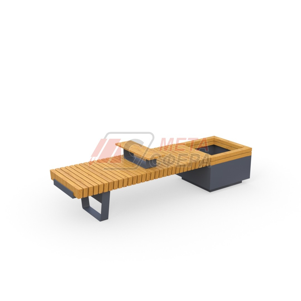 Лавка Rail Road 02 с вазоном и подлокотником