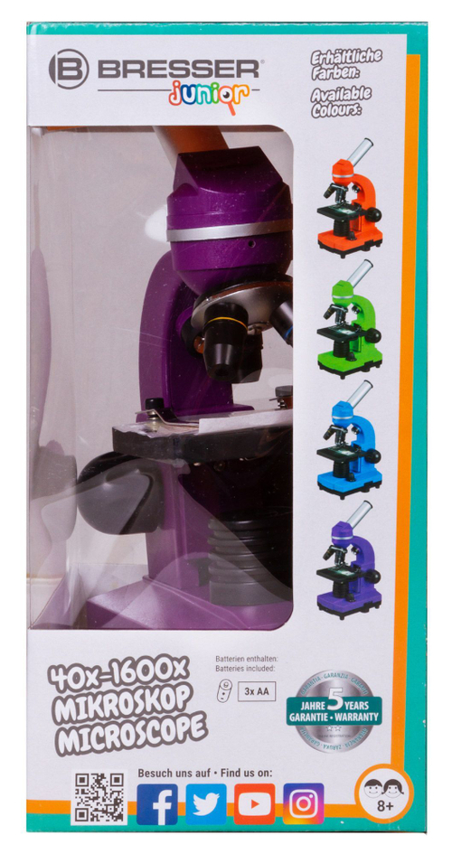 Микроскоп Bresser Junior Biolux SEL 40-1600x, фиолетовый