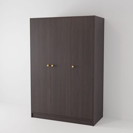 Шкаф для одежды трехдверный Марм, 117х55х175 см, распашной шкаф со штангой и полкой для вещей, ЛДСП черная сосна