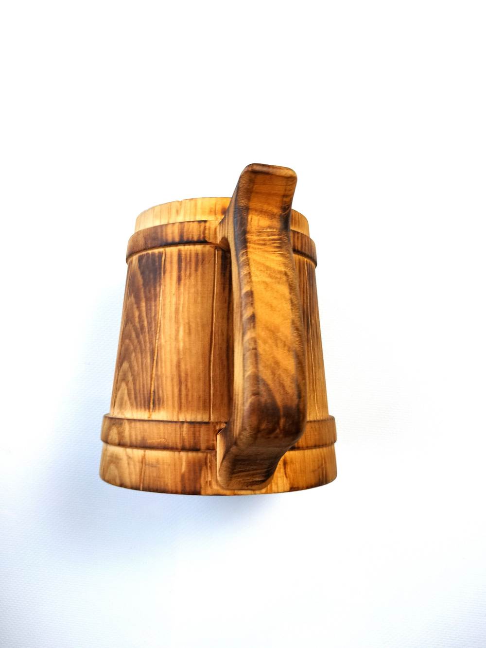 Деревянная пивная кружка из цельного куска древесины. Неклееная. C81