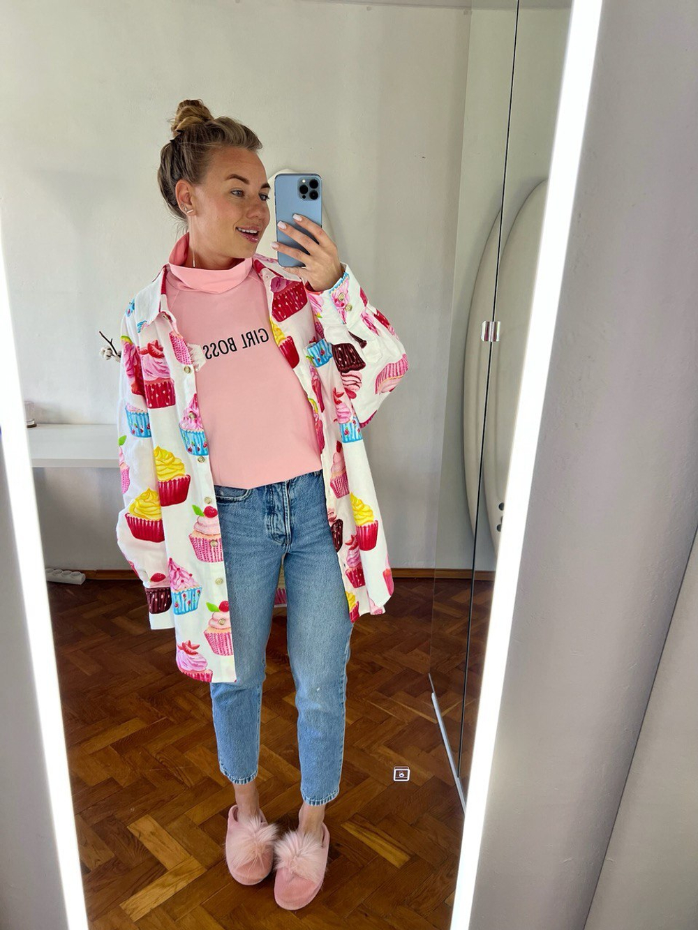 Водолазка с надписью GIRL BOSS (цвет - розовый)