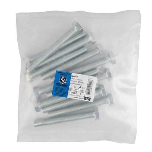 Болт М12х100 мм с шестигранной головкой DIN 933 кл 5,8