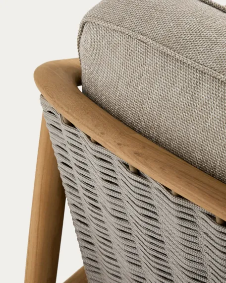 Уличный 3-х местный диван Elunda из тикового дерева и бежевой веревки