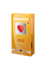 Презервативы Masculan Gold золотого цвета, с ароматом ванили 10 шт.