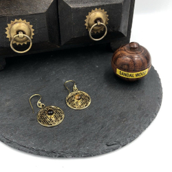 Серьги Flower of Life тигровый глаз из латуни